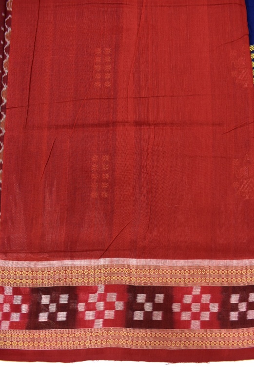Blue Colour Sambalpuri Handloom Cotton Bomkai Saree - Image 5
