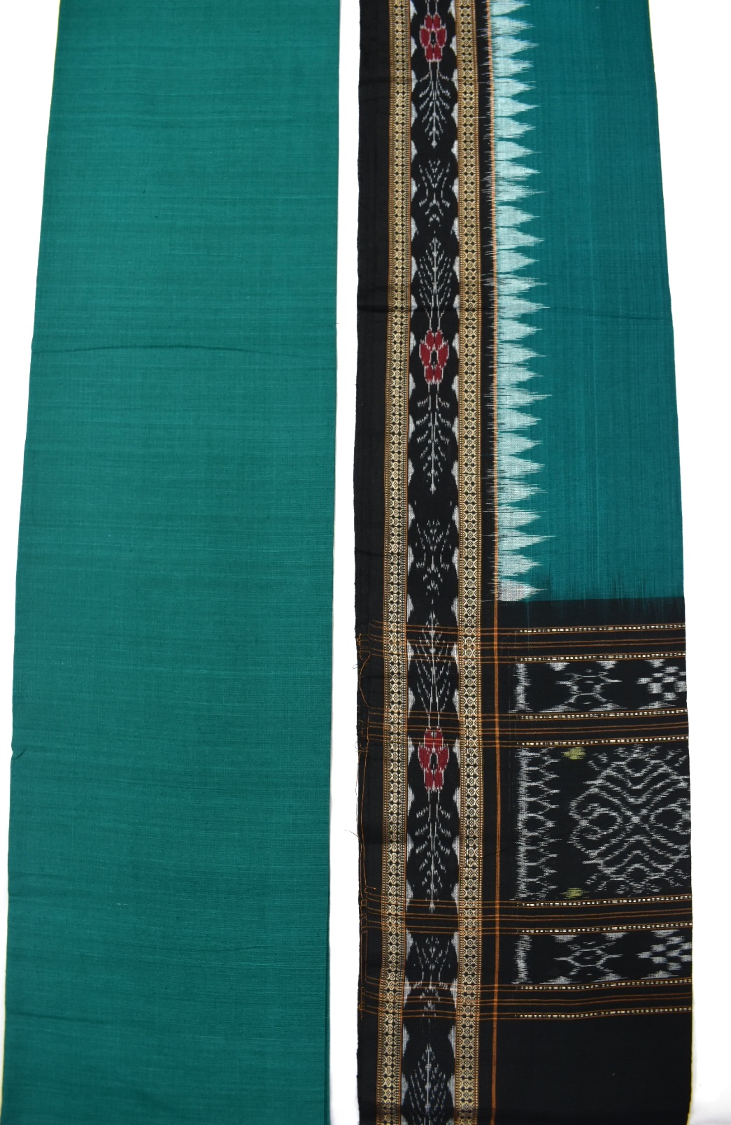 Black Colour Pasapali Design Sambalpuri Handloom Cotton Dress Material - Image 3
