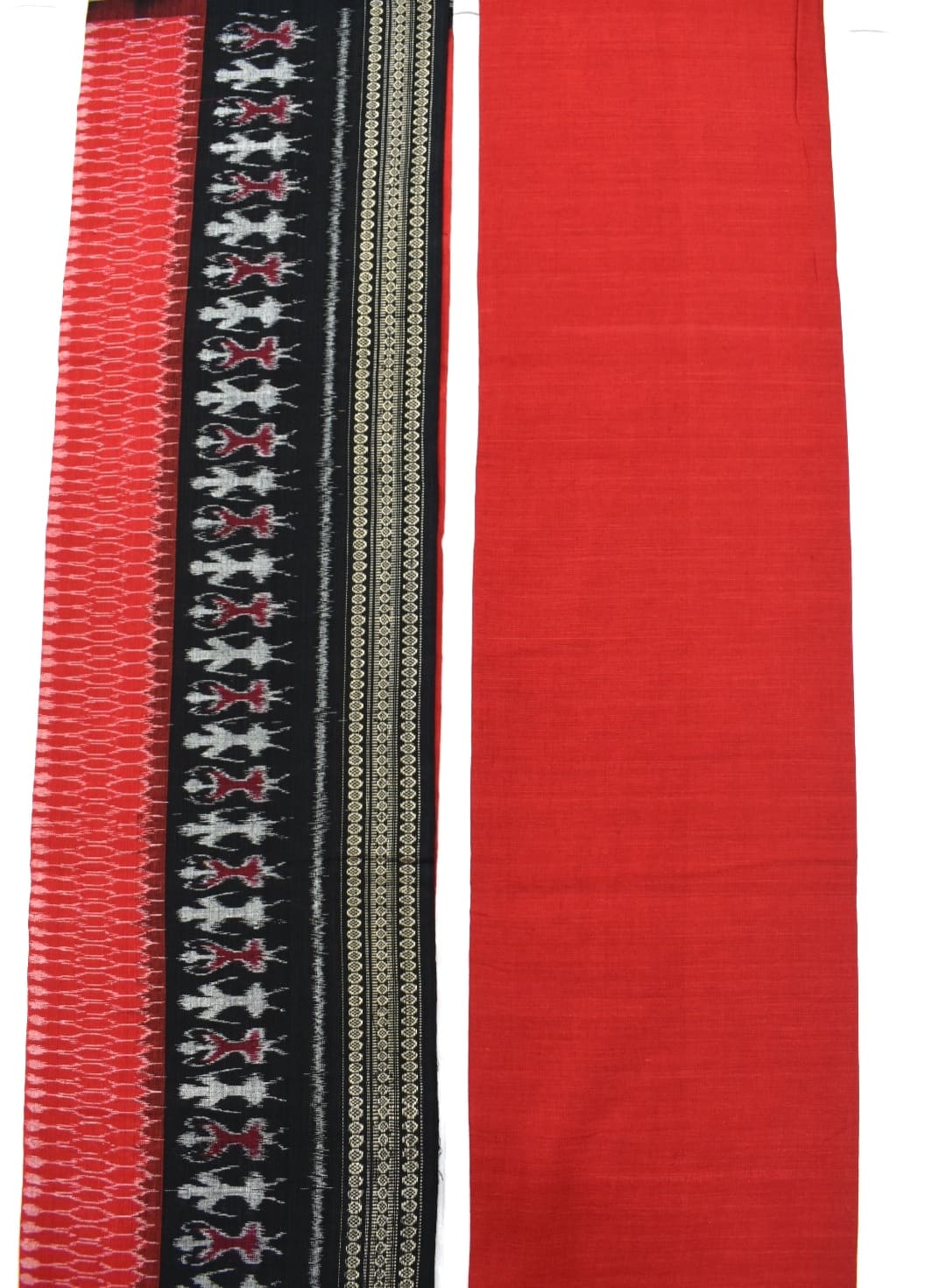 Red-black Tribal design Sambalpuri Handloom Cotton Dress Material - Image 3