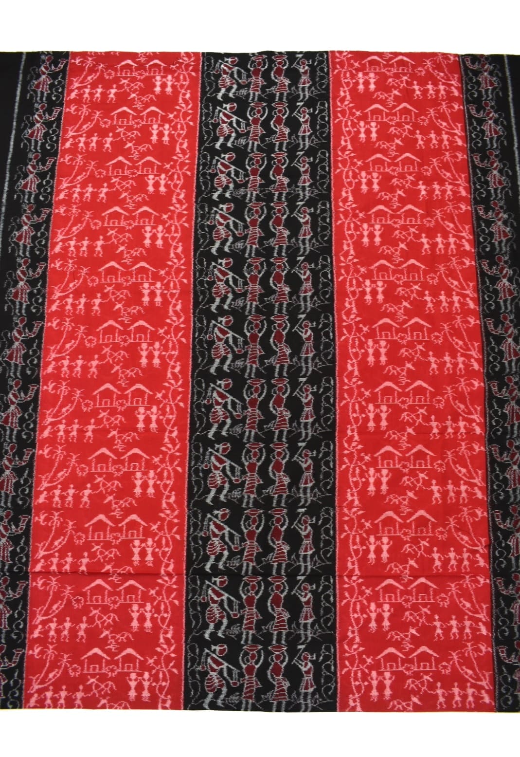 Red-black Tribal design Sambalpuri Handloom Cotton Dress Material - Image 5