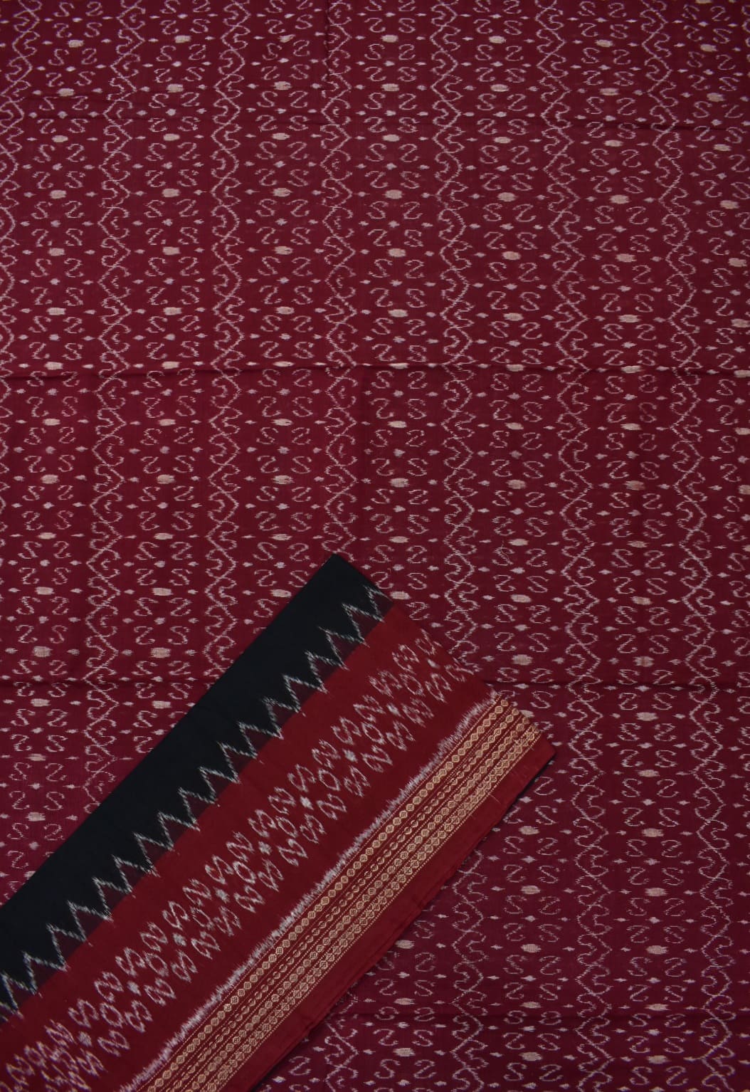 Maroon Colour Sambalpuri Handloom Cotton Dress Material - Image 2