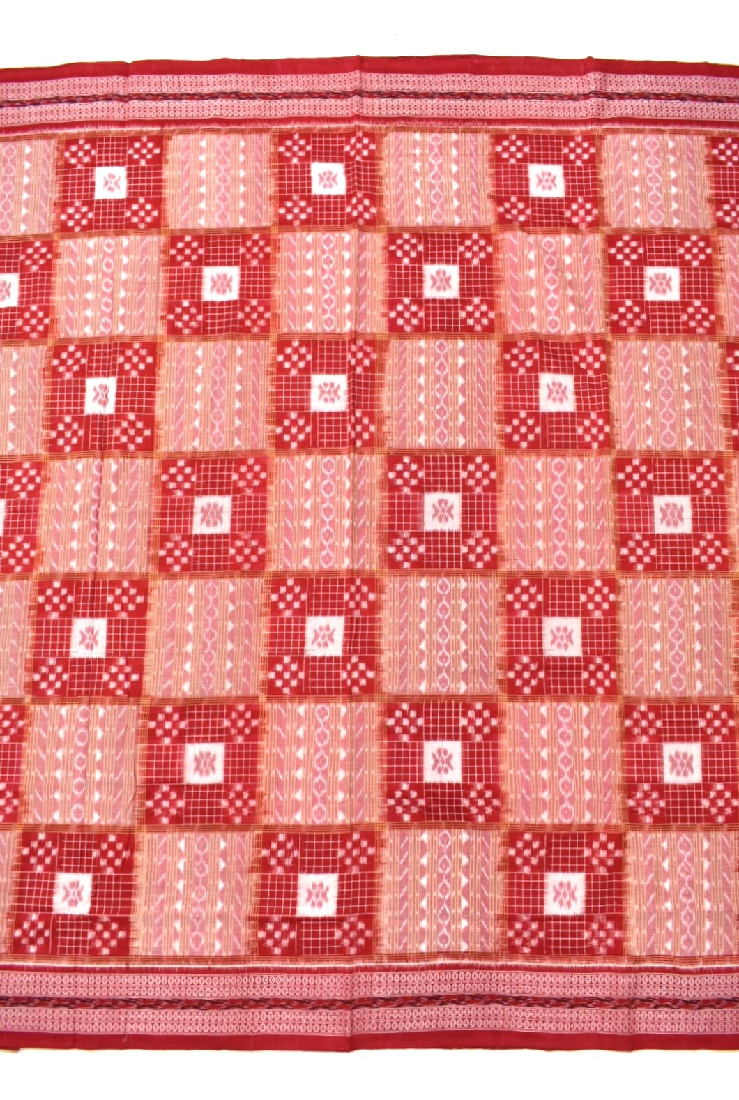 Orange Colour Pasapali Design Sambalpuri Handloom Cotton Saree