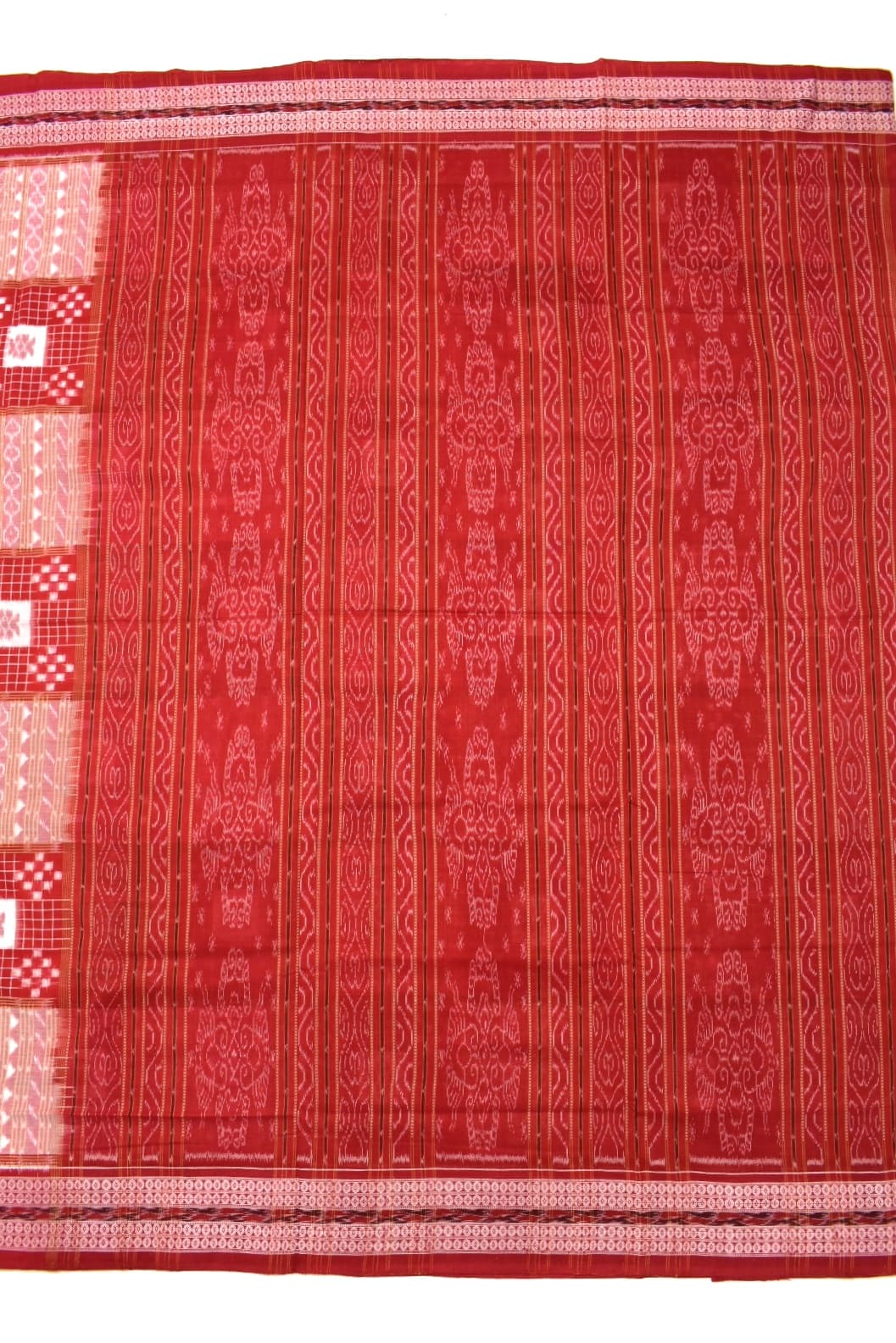Orange Colour Pasapali Design Sambalpuri Handloom Cotton Saree - Image 2