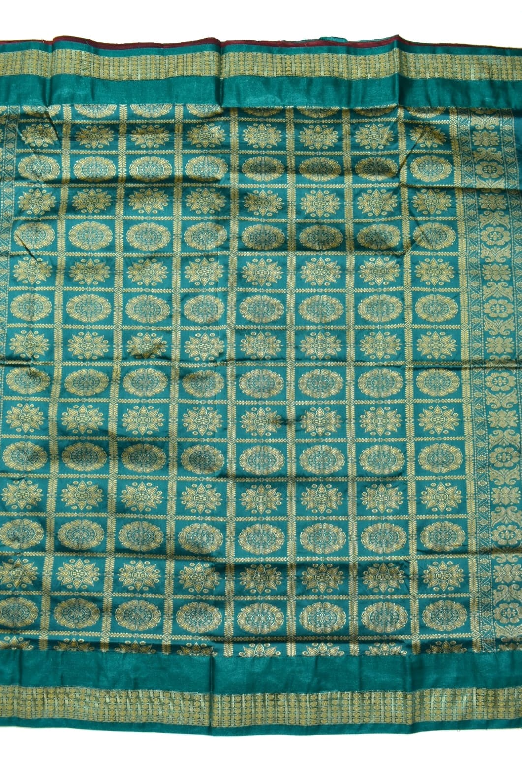 Red Colour Sambalpuri Handloom Bomkai Mix Silk Saree. - Image 2