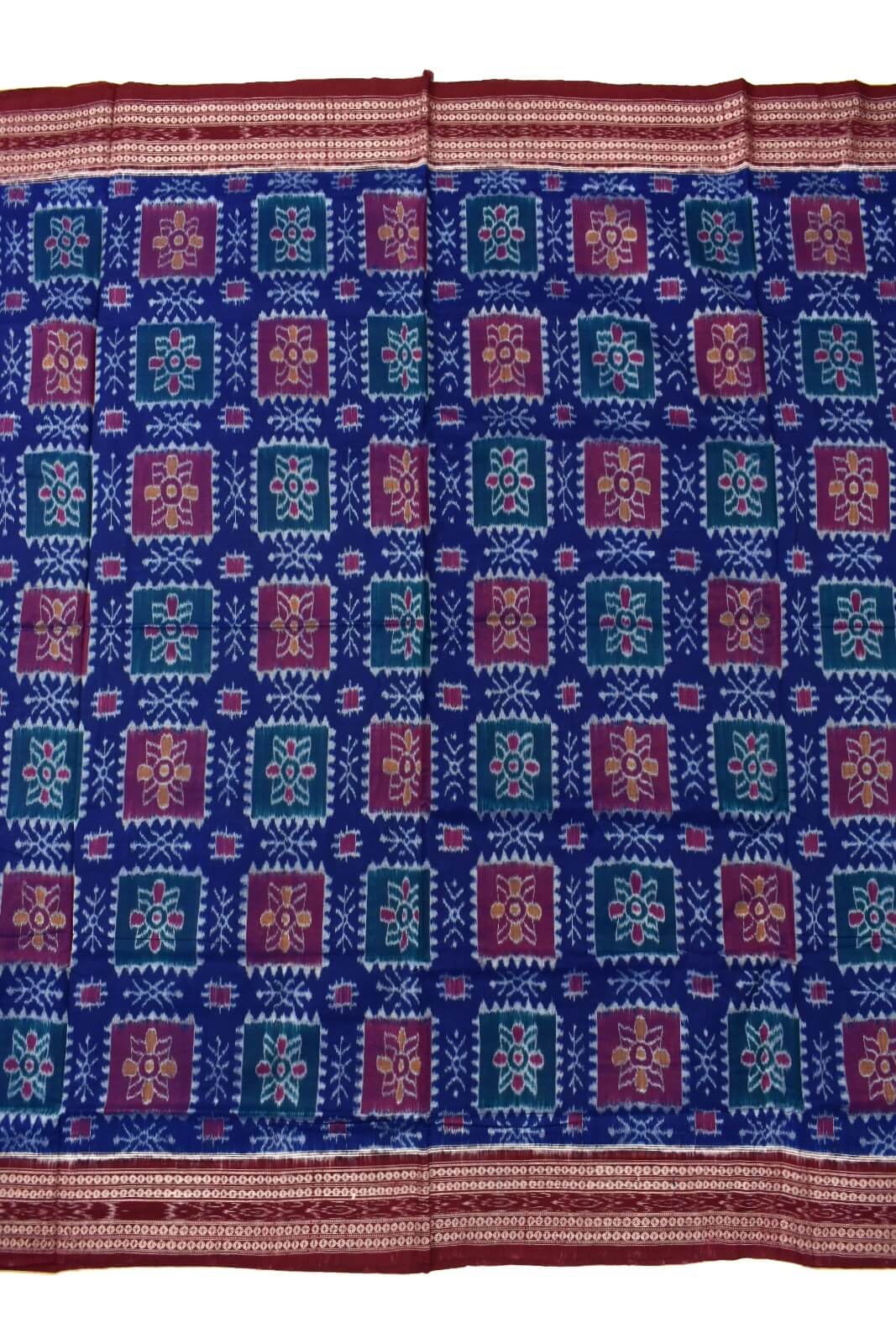 Blue Colour Sambalpuri Handloom Cotton Bandha Saree