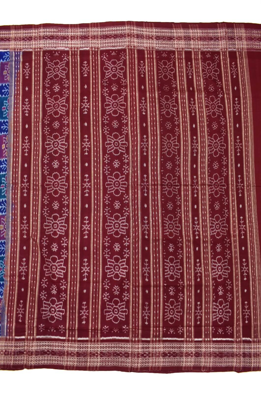 Blue Colour Sambalpuri Handloom Cotton Bandha Saree - Image 2
