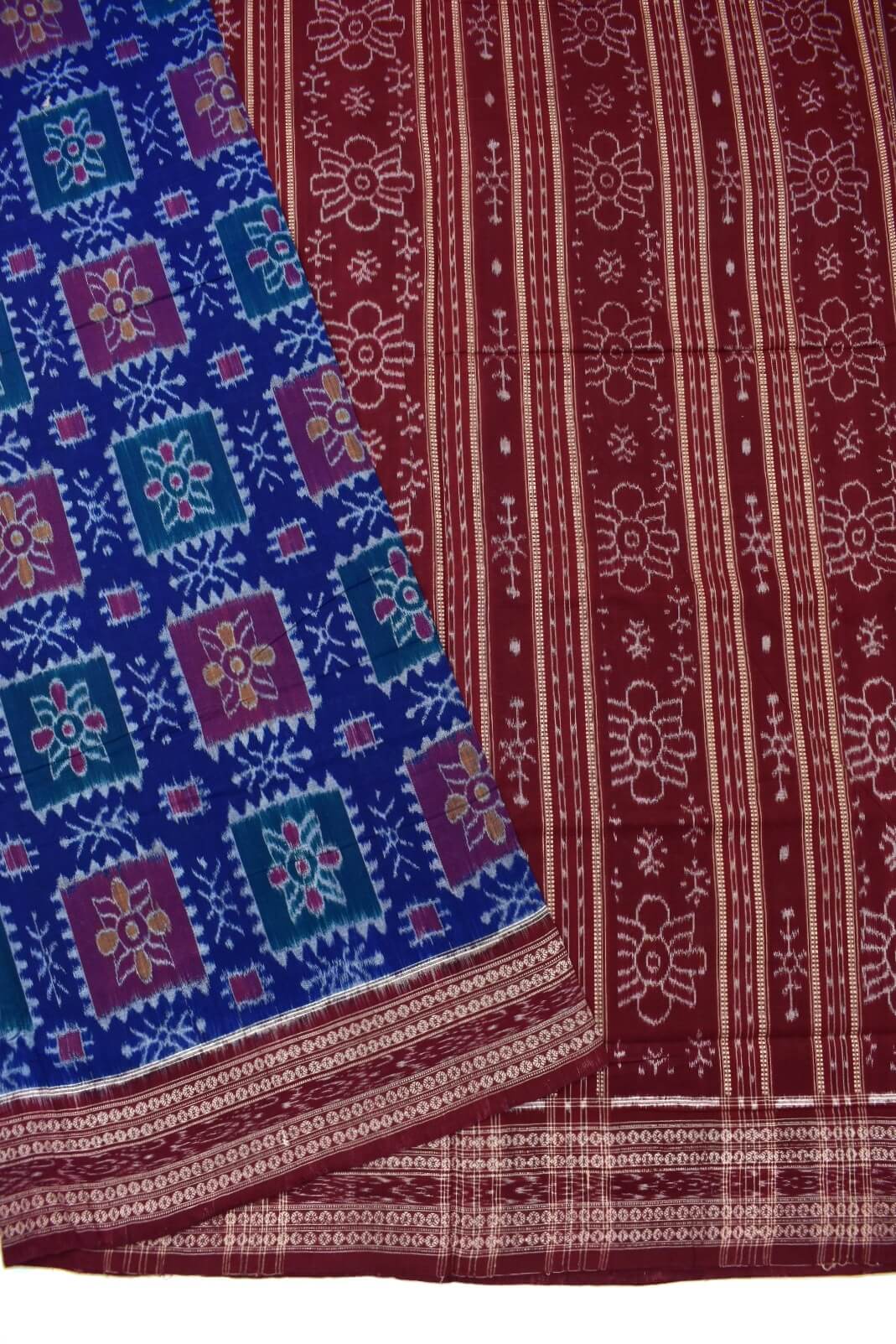 Blue Colour Sambalpuri Handloom Cotton Bandha Saree - Image 3