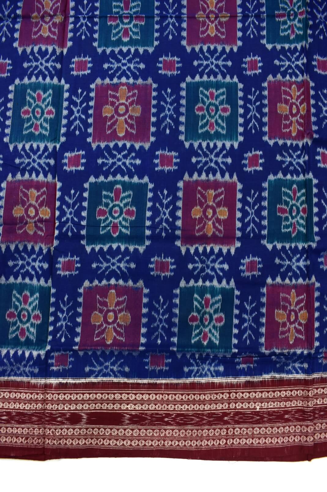 Blue Colour Sambalpuri Handloom Cotton Bandha Saree - Image 4