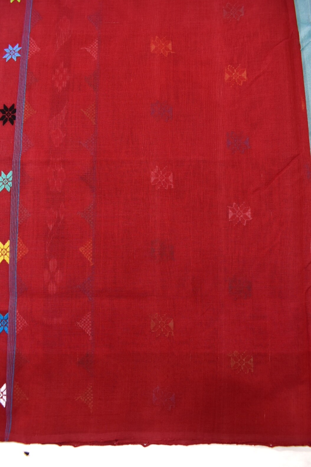 Lite Sky Colour Sambalpuri Handloom Cotton and Silk Mix Bapta Saree - Image 5
