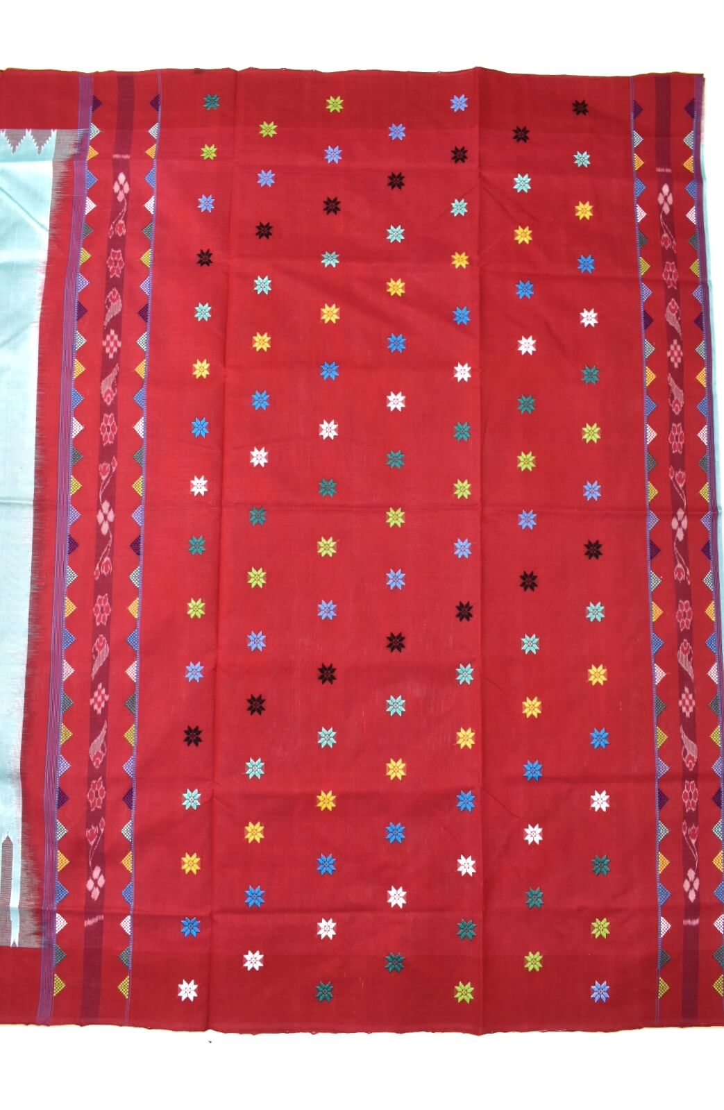 Lite Sky Colour Sambalpuri Handloom Cotton and Silk Mix Bapta Saree - Image 2