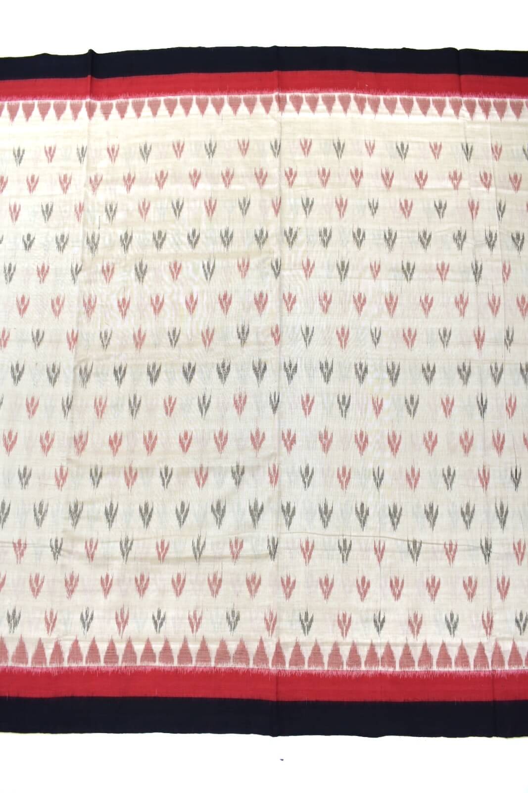 Cream Colour Sambalpuri Handloom Maniabandha Cotton Saree