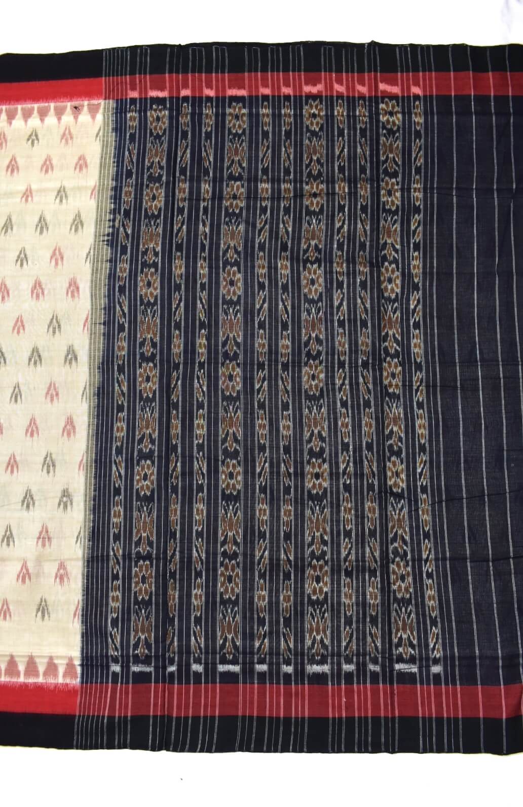 Cream Colour Sambalpuri Handloom Maniabandha Cotton Saree - Image 2