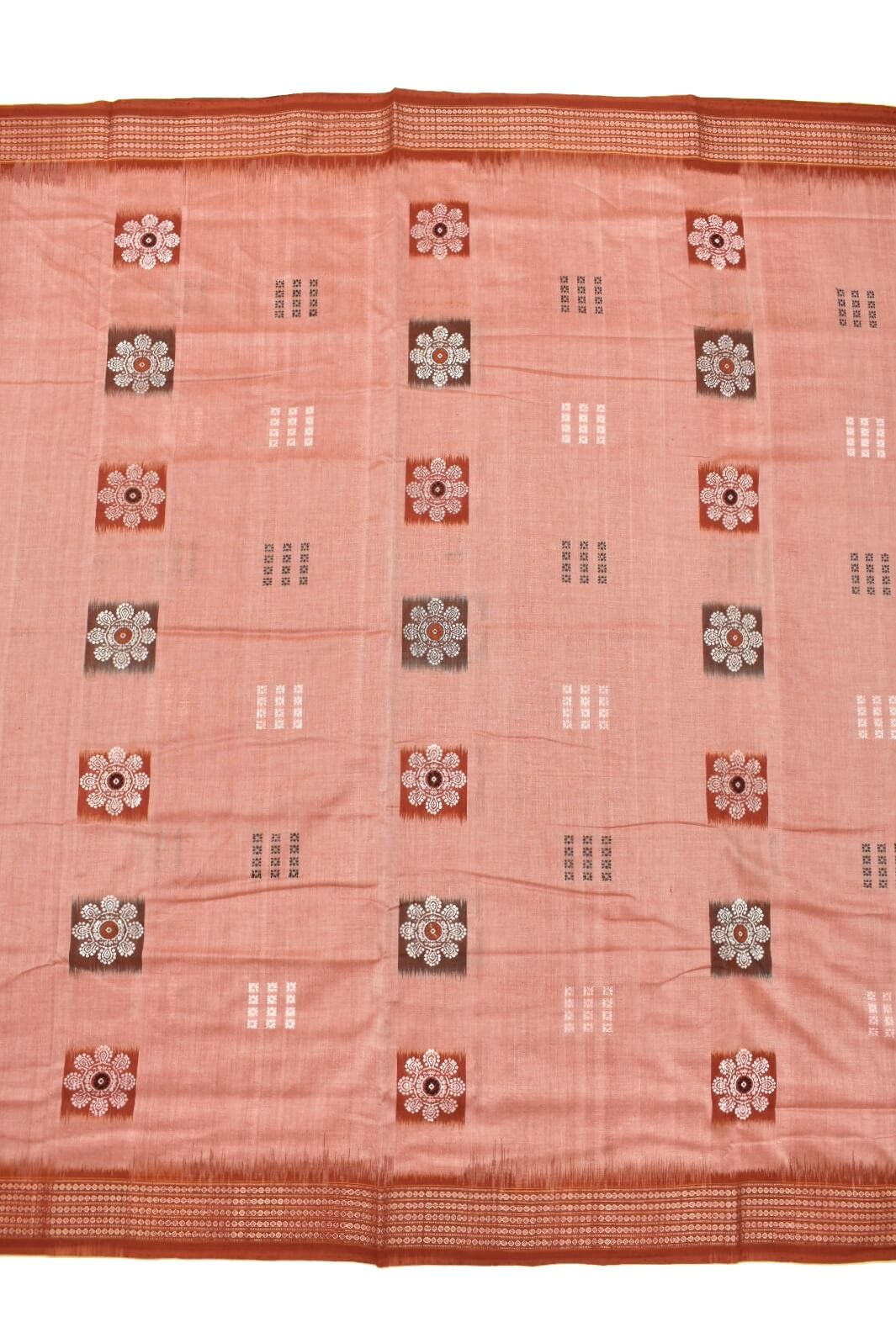 Peach Colour Sambalpuri Handloom Cotton Bomkai Saree
