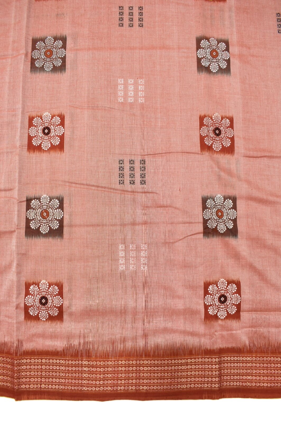 Peach Colour Sambalpuri Handloom Cotton Bomkai Saree - Image 4