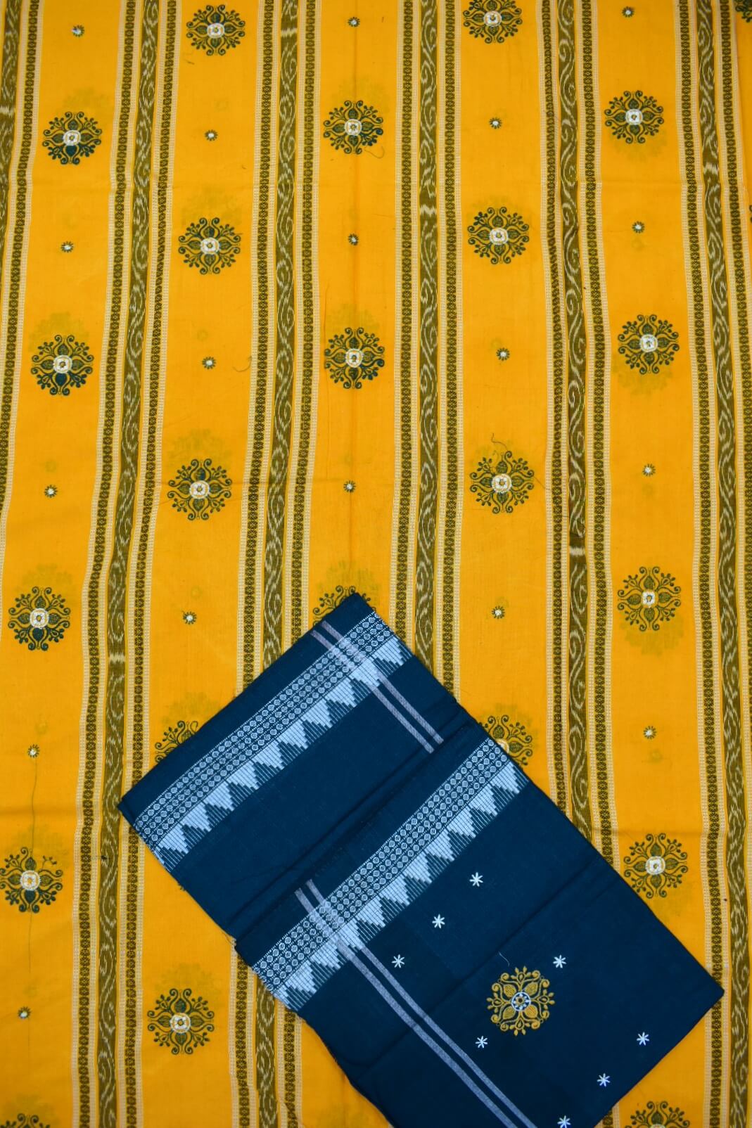 Yellow Colour Sambalpuri Handloom Cotton Bomkai Dress Materials - Image 3