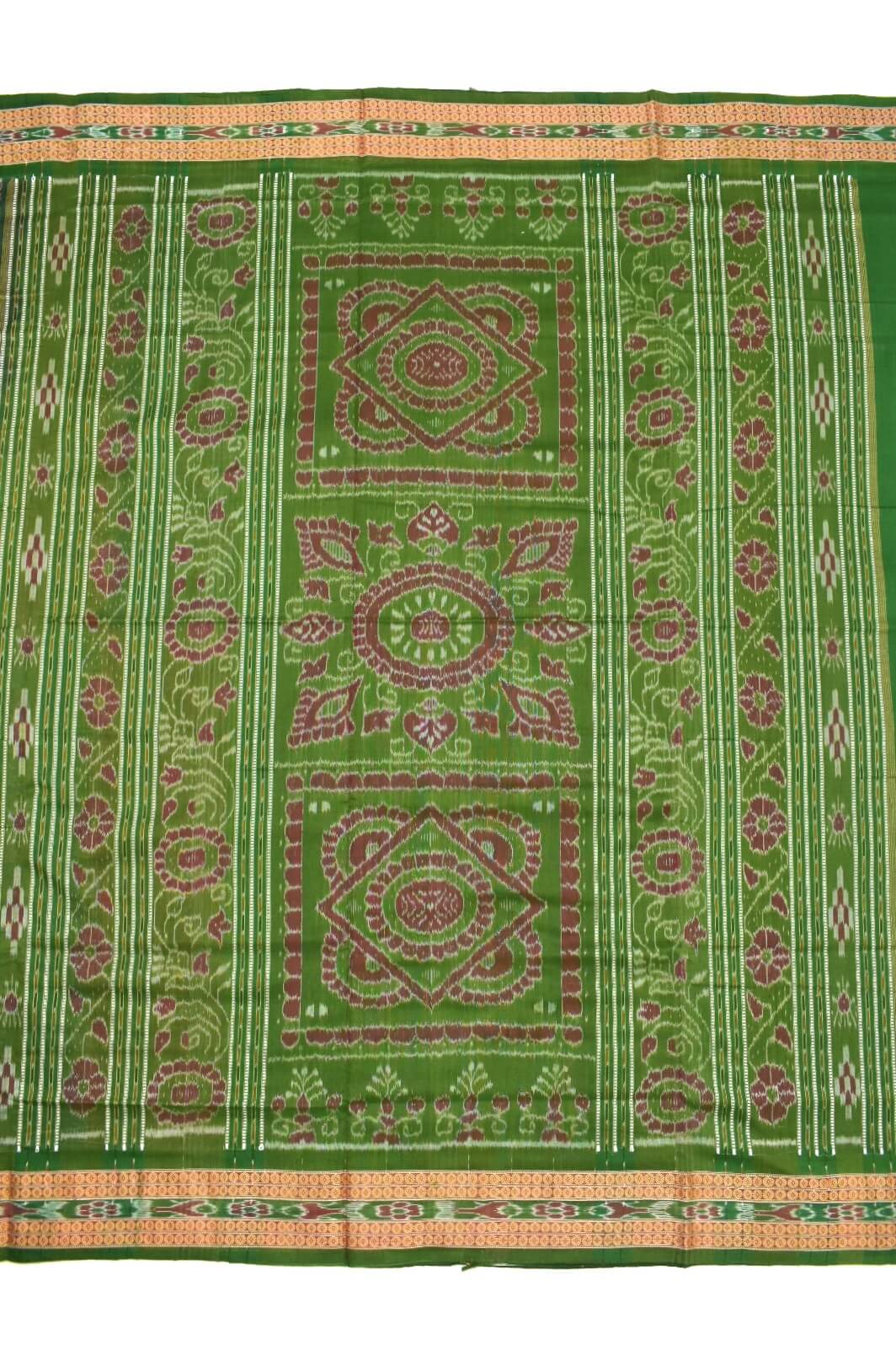 Blue-Red Sambalpuri Handloom Cotton Bandha Saree - Image 2