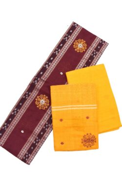 Maroon Colour Sambalpuri Handloom Cotton Bomkai Dress Materials