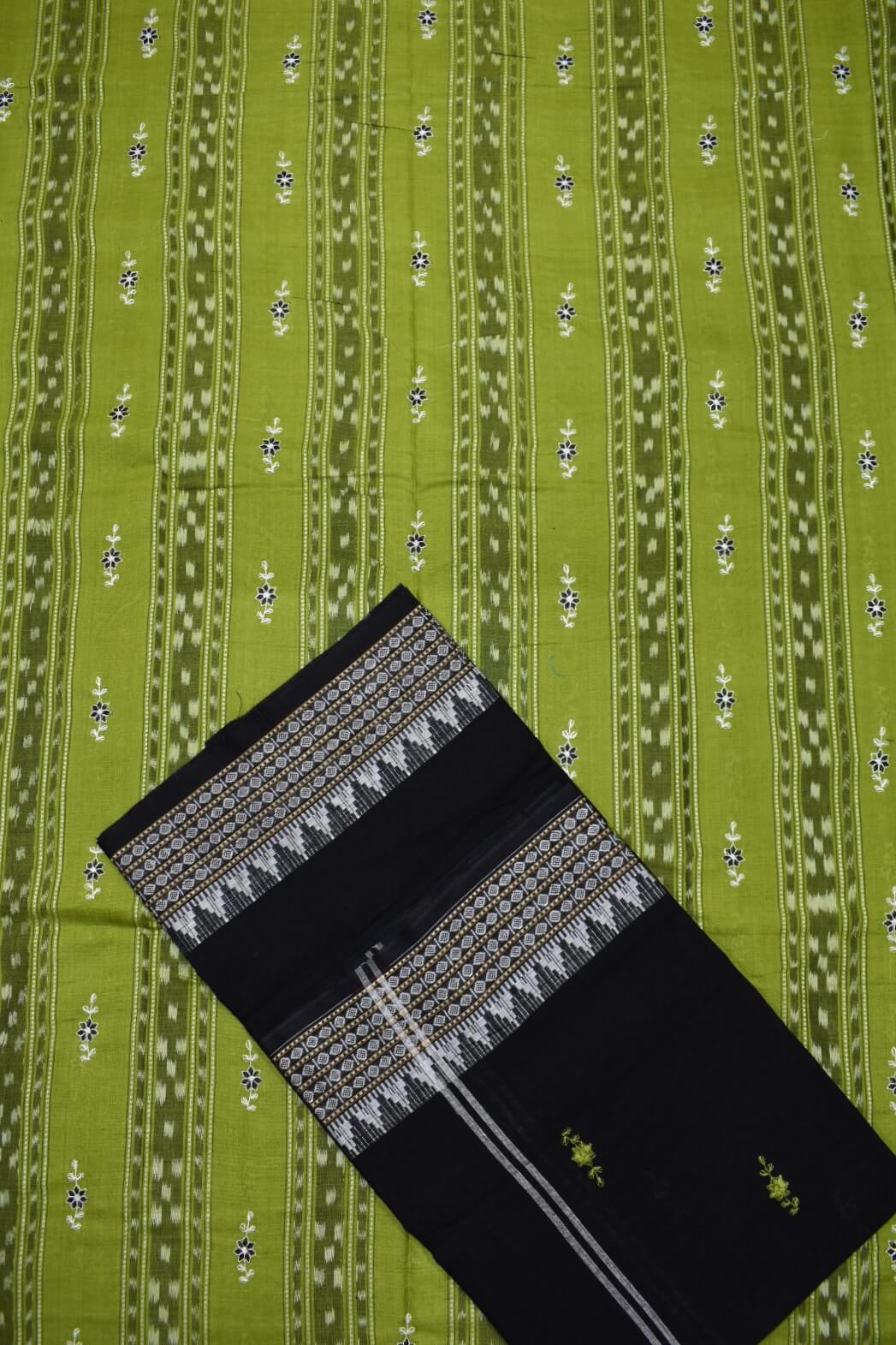 Mahendi Colour Sambalpuri Handloom Cotton Bomkai Dress Materials - Image 3