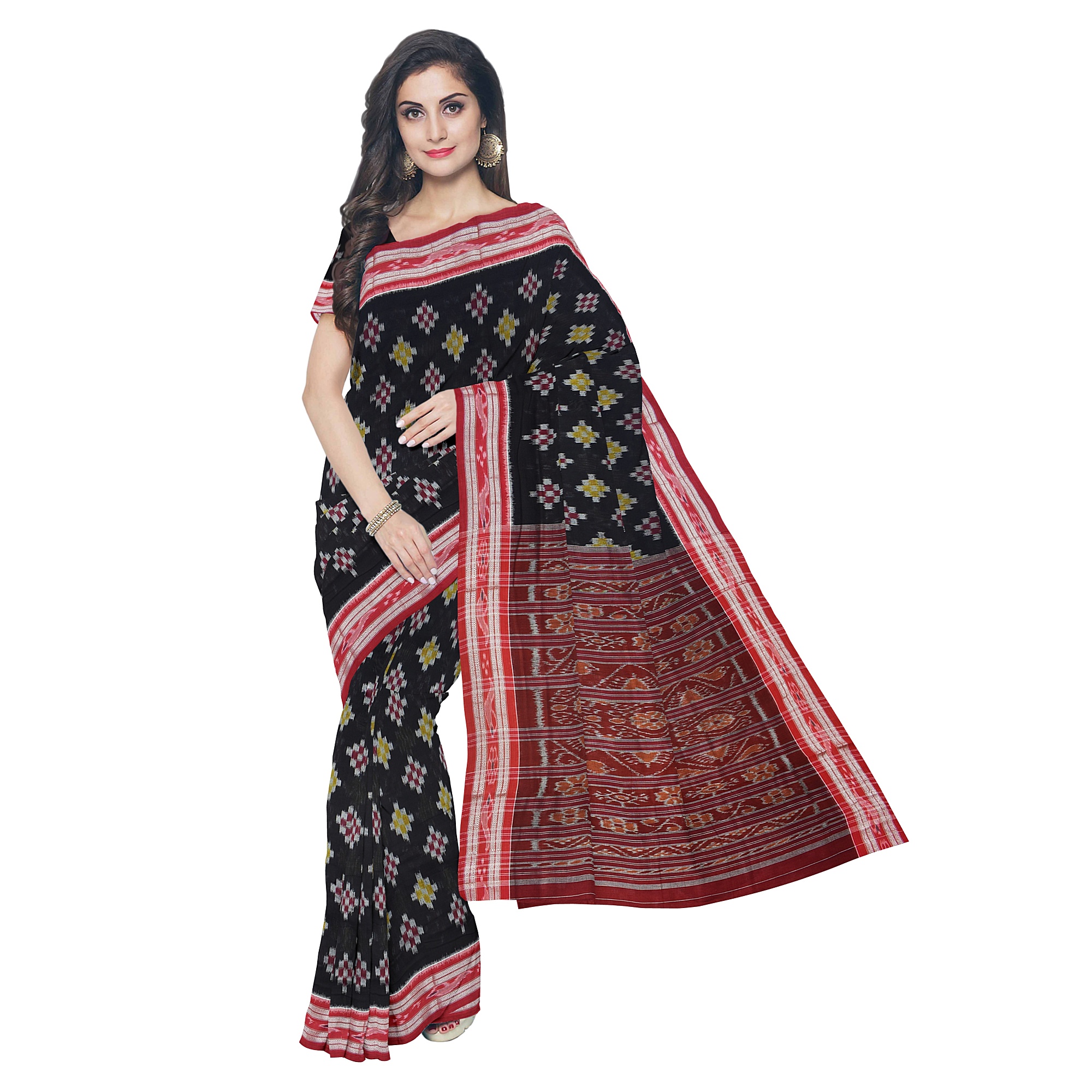 Black Colour Pasapali Design Sambalpuri Handloom Maniabandha Cotton ...