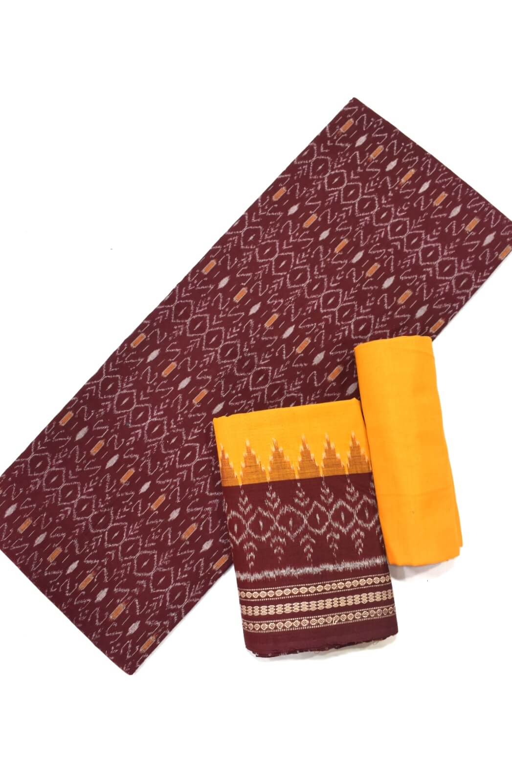 Woman's Pure Cotton Sambalpuri Handloom Dress Material With Dupatta Bottom  Wear 3 Pic Set (Unstitched)