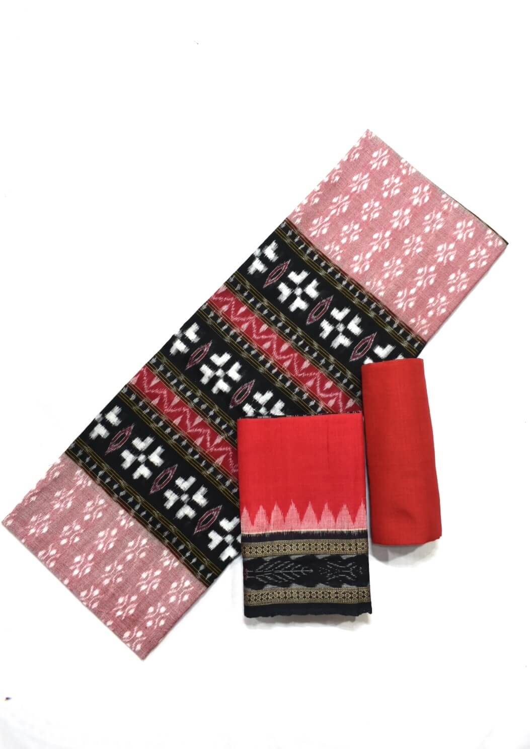 lite-Black Combination Sambalpuri Handloom Cotton Dress Materials ...