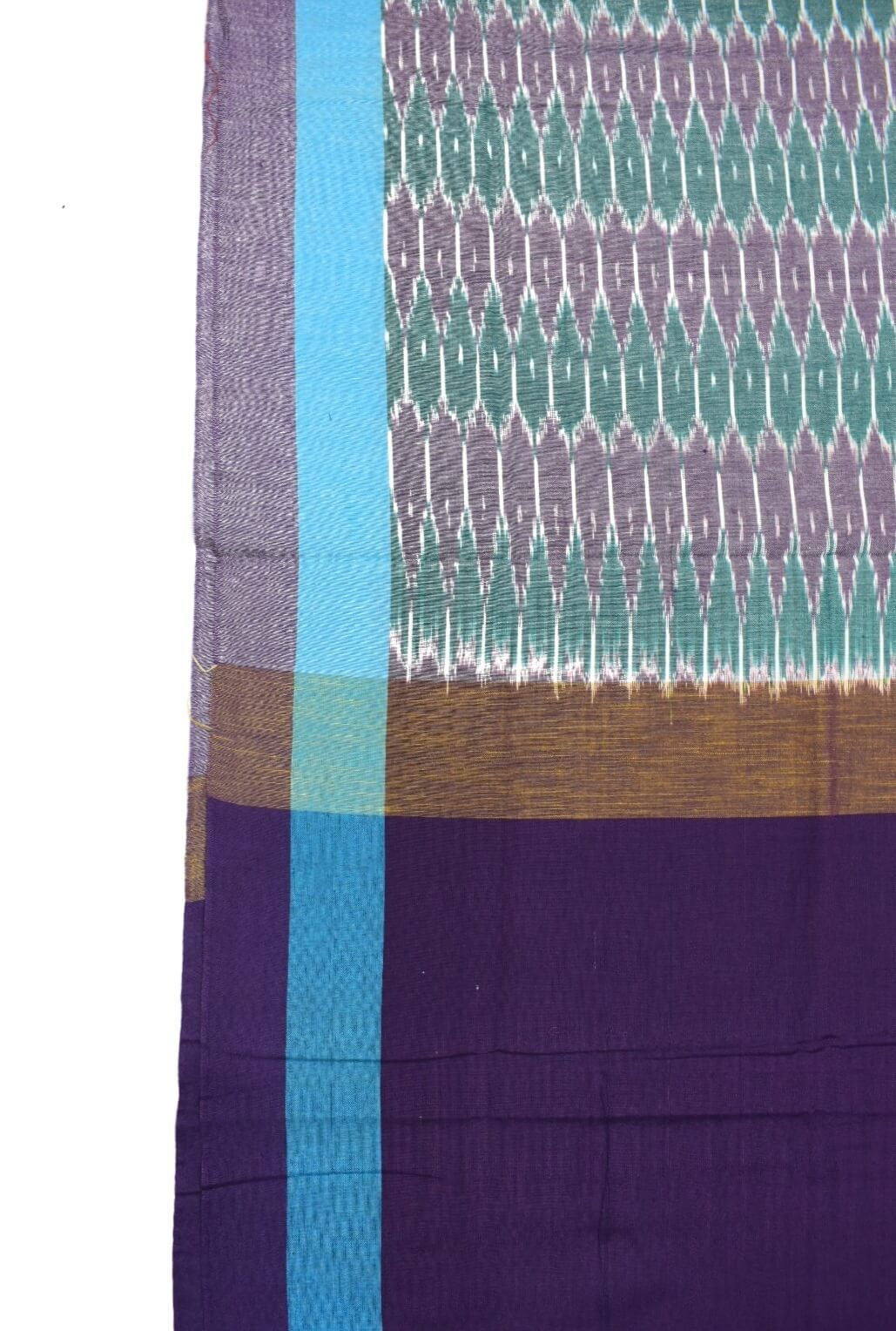SkyBlue Colour Pochampally Handloom Cotton Dupatta - Image 2