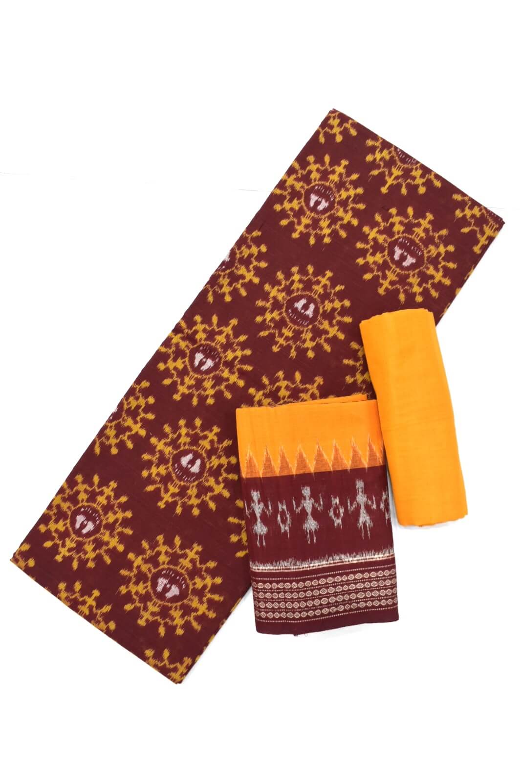Mahendi-Red Colour Pasapali Design Sambalpuri Handloom Cotton Dress  Materials - Sambalpuri Handloom Item