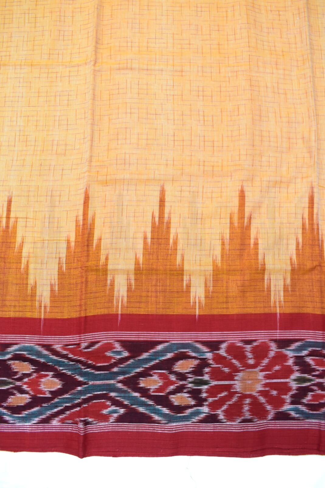 Cream Colour Sambalpuri Handloom Maniabandha Cotton Saree - Image 4