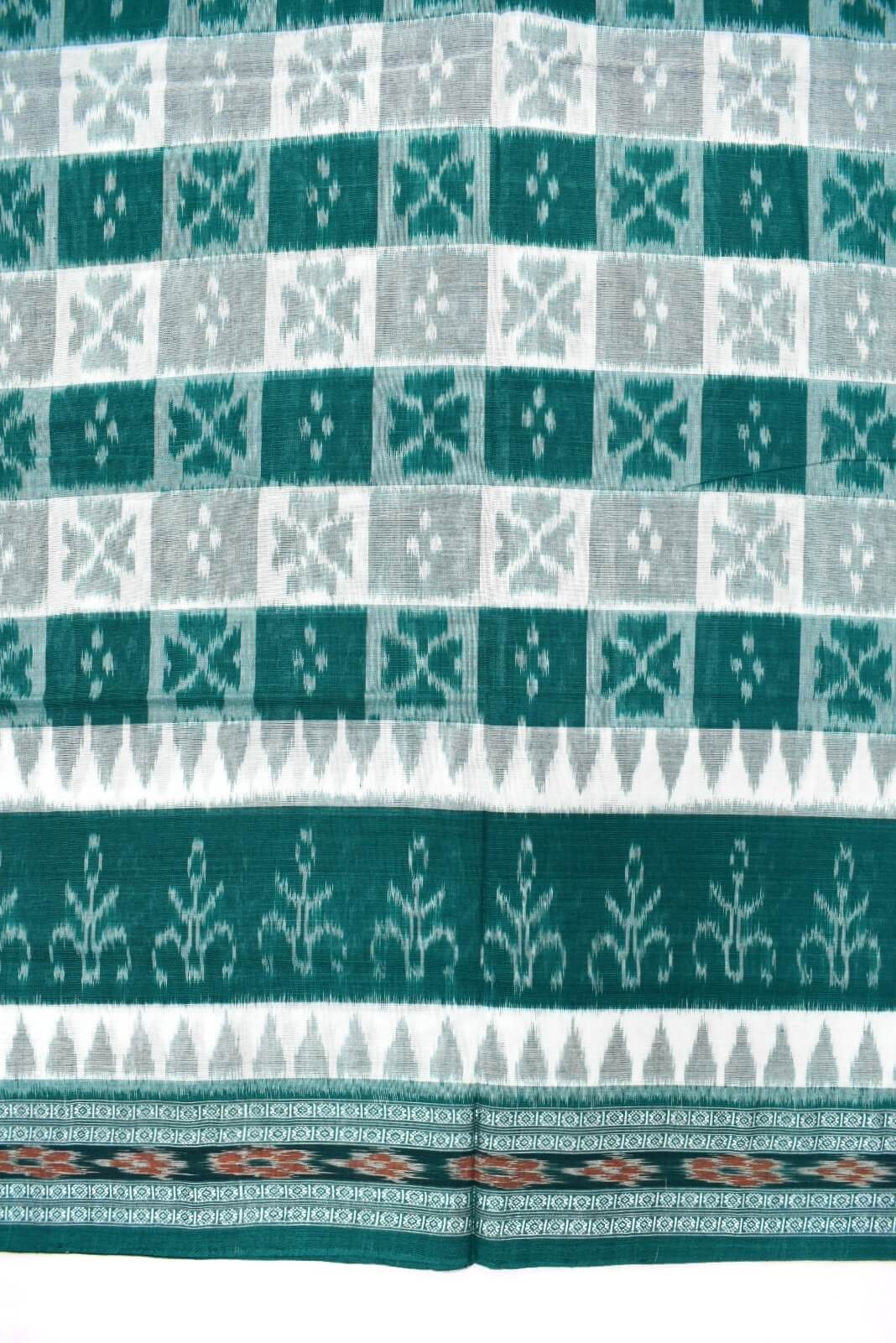 Green Colour Sambalpuri Handloom Maniabandha Cotton Saree - Image 4