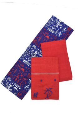 Blue Colour Sambalpuri Handloom Cotton Bomkai Dress Materials