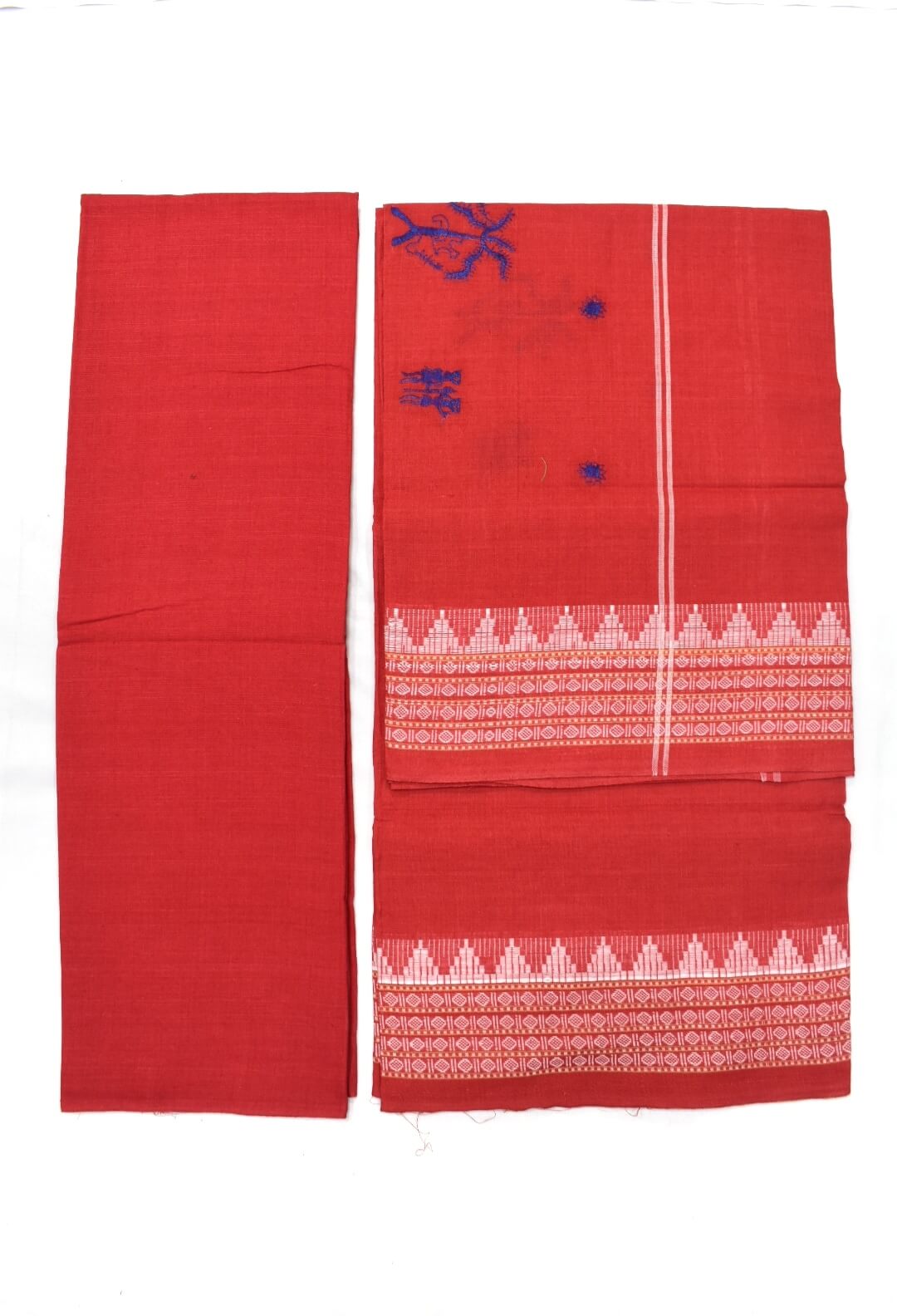 Blue Colour Sambalpuri Handloom Cotton Bomkai Dress Materials - Image 2