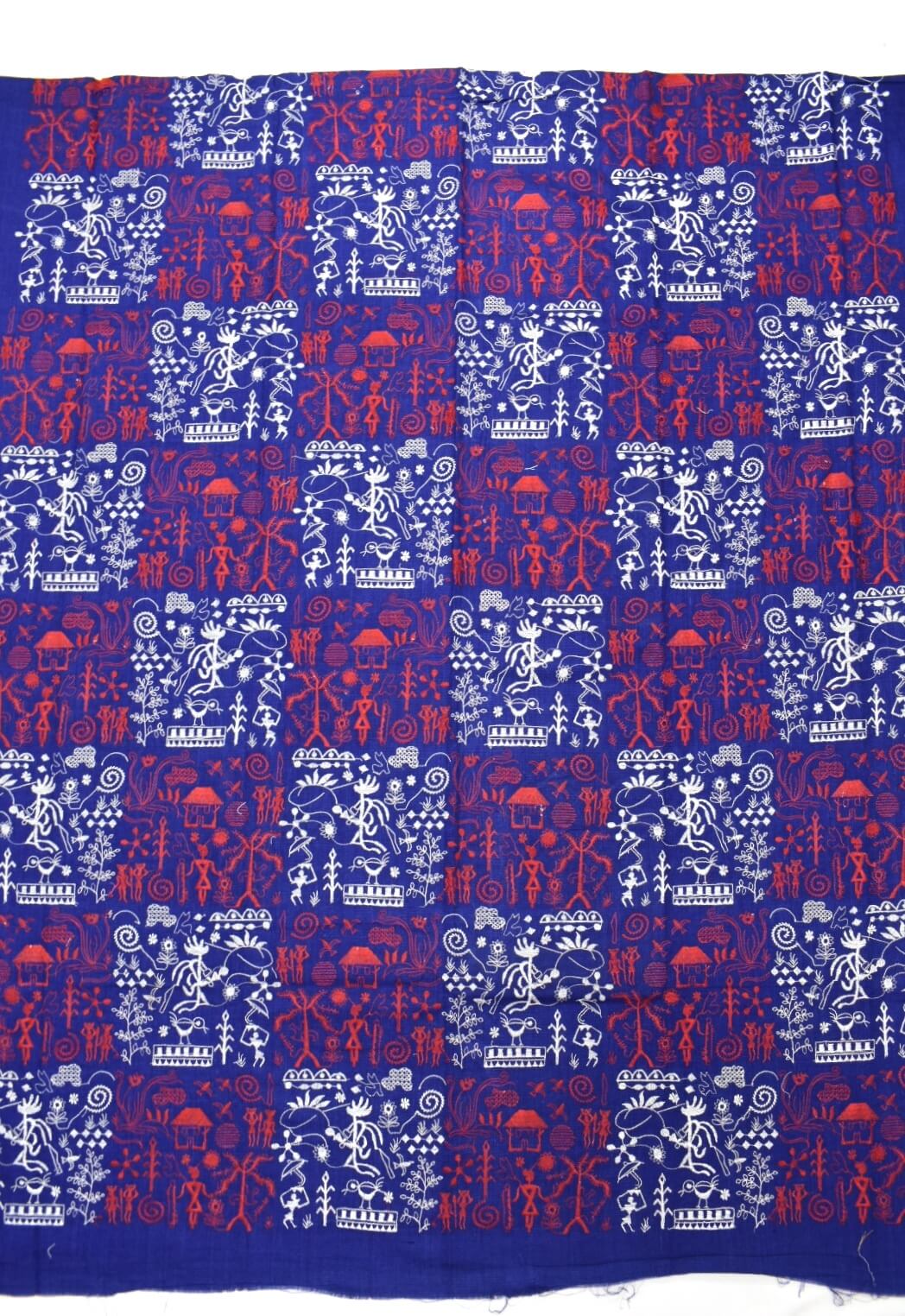 Blue Colour Sambalpuri Handloom Cotton Bomkai Dress Materials - Image 4