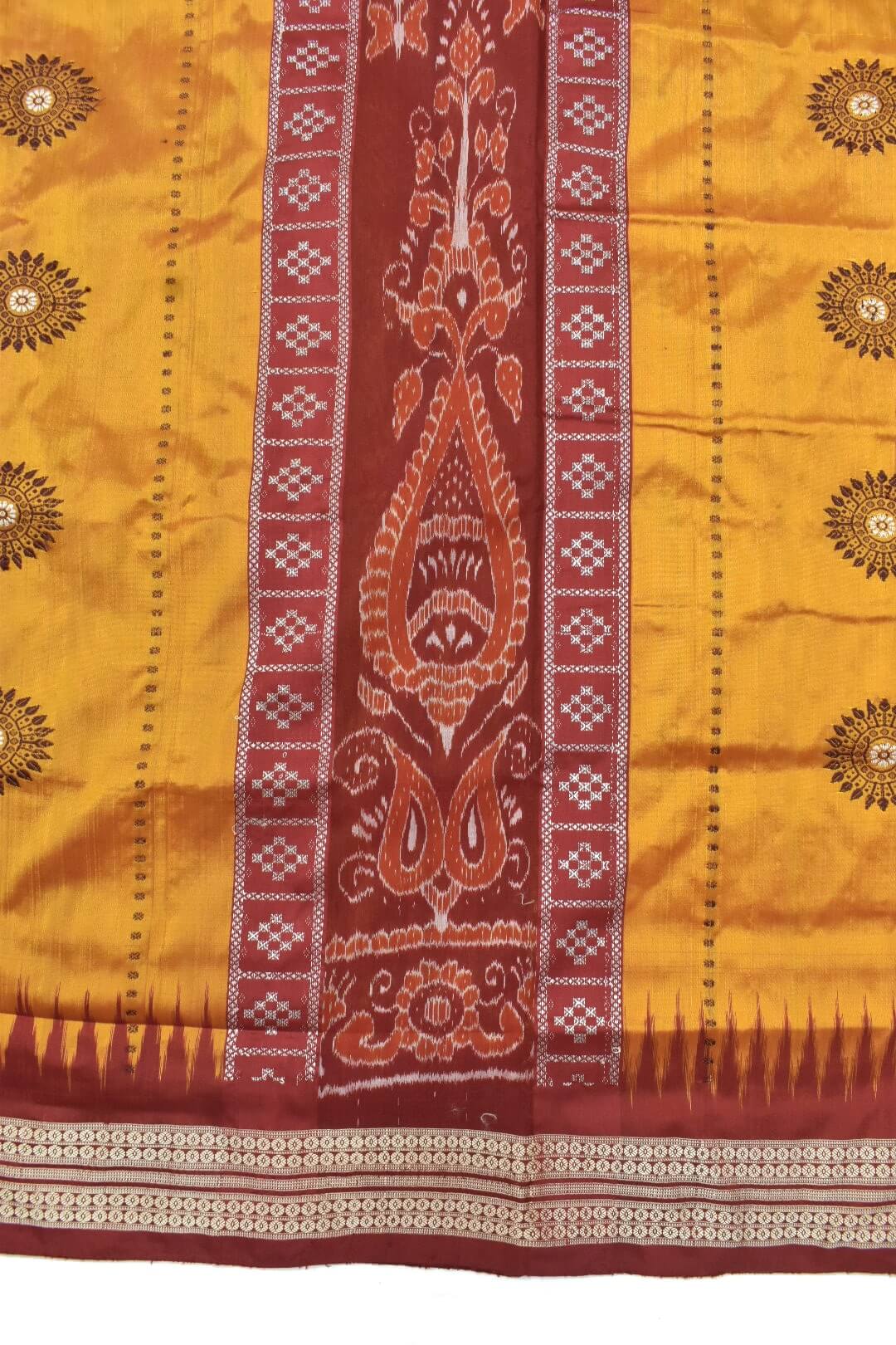 Golden Colour Sambalpuri Handloom Silk Saree - Sambalpuri Handloom Item