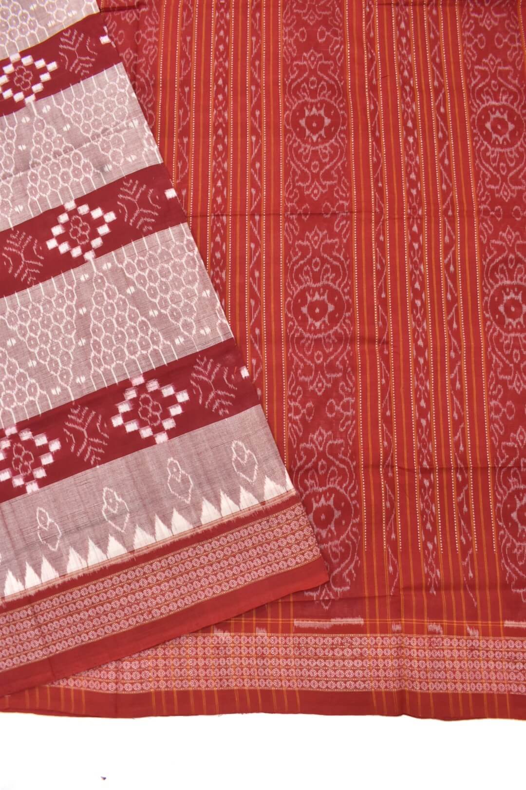 Red Colour Pasapali Design Sambalpuri Handloom Cotton Saree ...