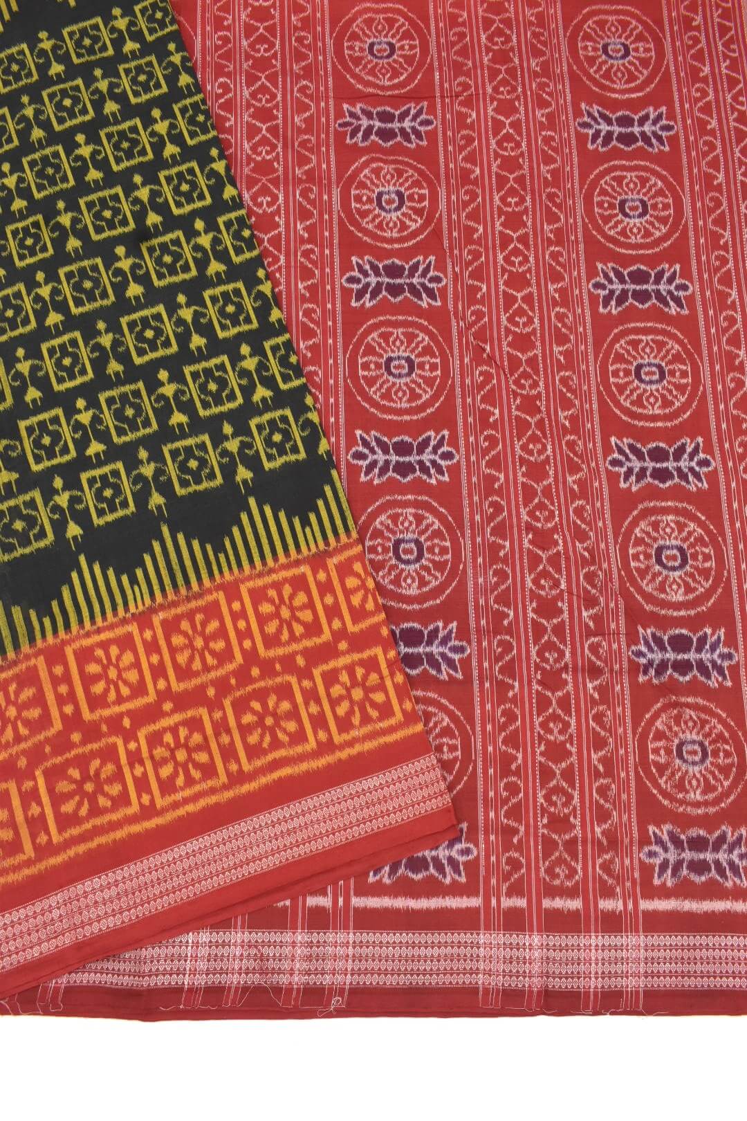 Black Colour Tribal Design Sambalpuri Handloom Cotton Bandha Saree ...