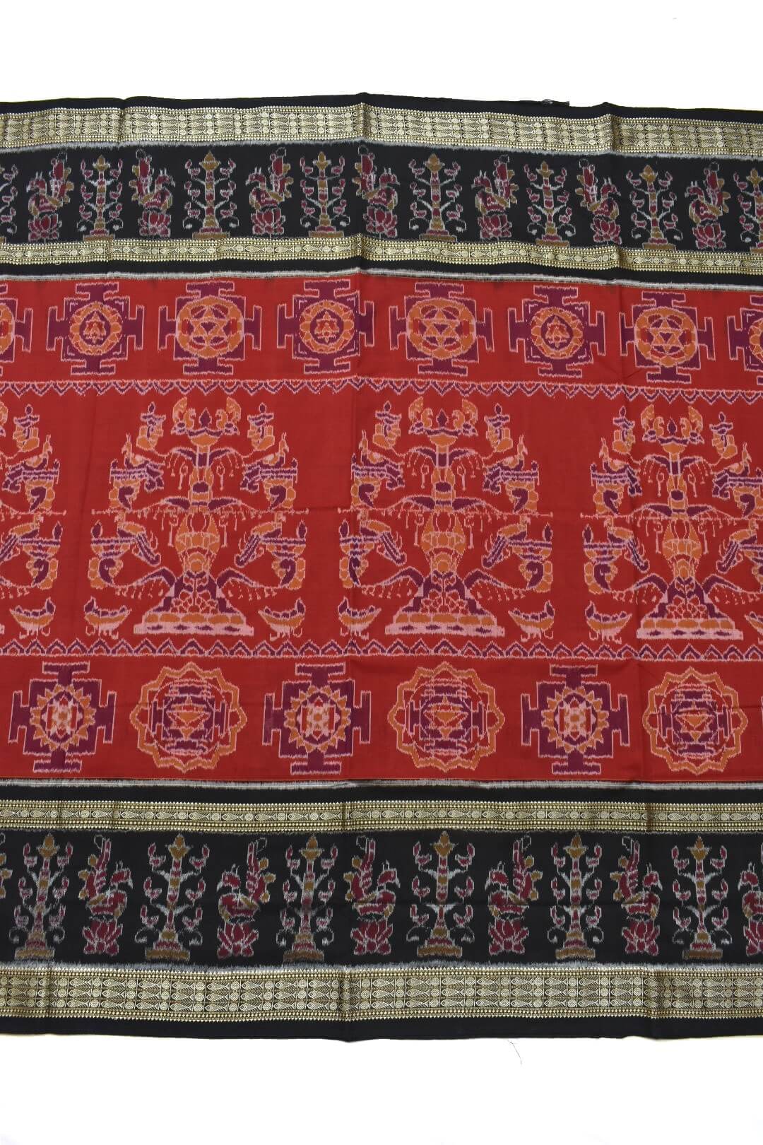 Red Colour Sambalpuri Handloom Cotton Bandha Saree