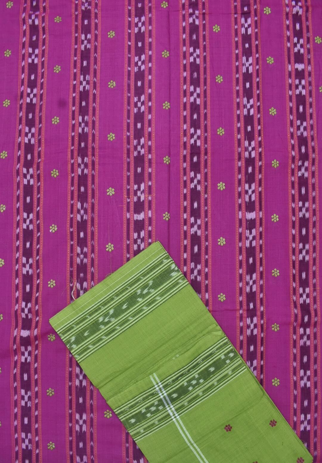 Pink Colour Sambalpuri Handloom Cotton Bomkai Dress Materials - Image 3