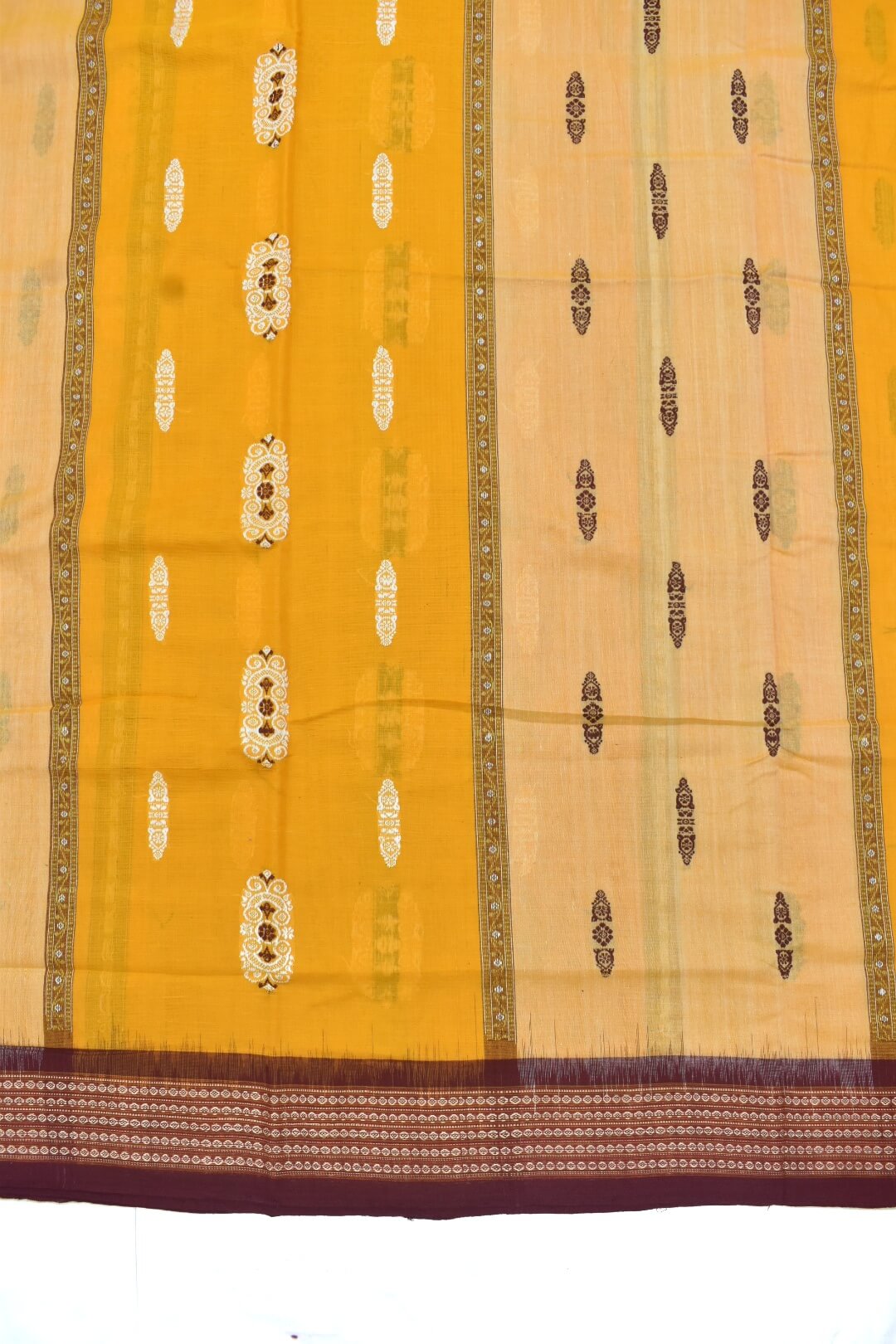 Yellow Colour Sambalpuri Handloom Cotton Bomkai Saree - Image 4