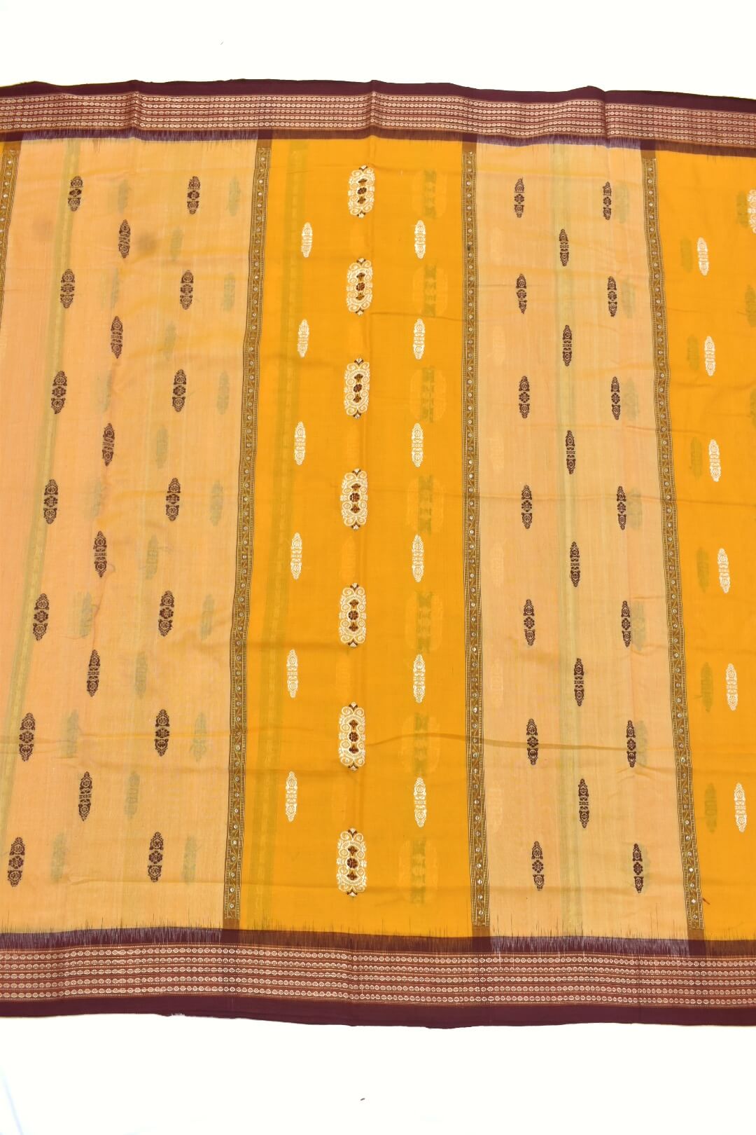 Yellow Colour Sambalpuri Handloom Cotton Bomkai Saree