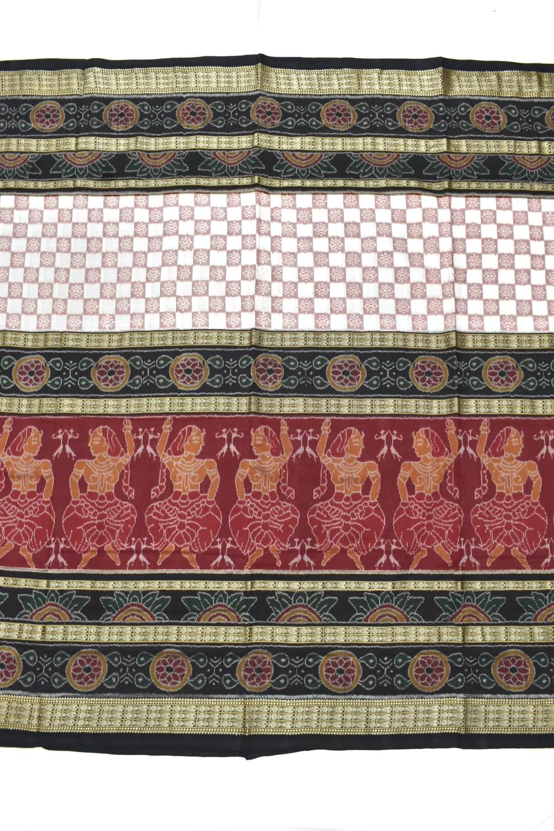 Maroon-Lite Colour Sambalpuri Handloom Cotton Bandha Saree