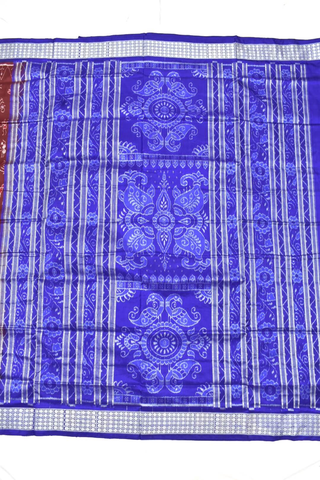 Buy BTHIKIRI Odisha Sambalpuri Handloom Ikat Women's Silk Saree, Odisha  Handloom Handmade Pure Khandua Pata Silk Saree, Ikkat Orissa Traditional  Saree Without Blouse (Navy Blue,Red, BTHI 2128) at Amazon.in