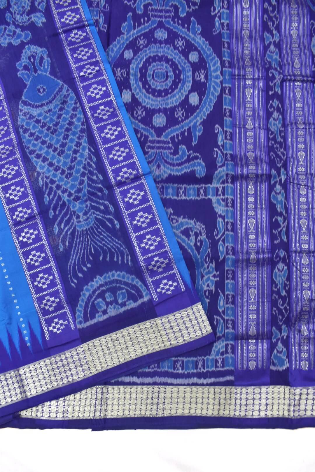 Blue Sambalpuri doll design silk saree