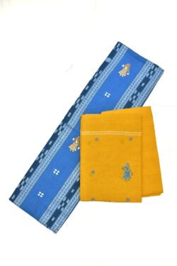Sky Colour Doll Design Sambalpuri Handloom Bomkai Cotton Dress Materials