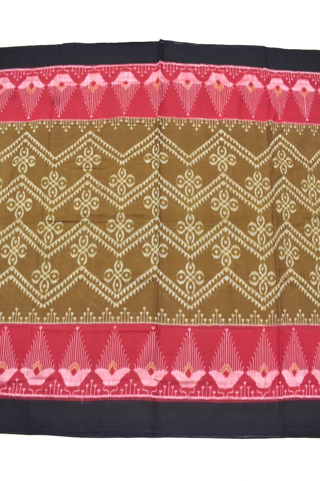 Sienna Colour Sambalpuri Handloom Cotton Bandha Saree