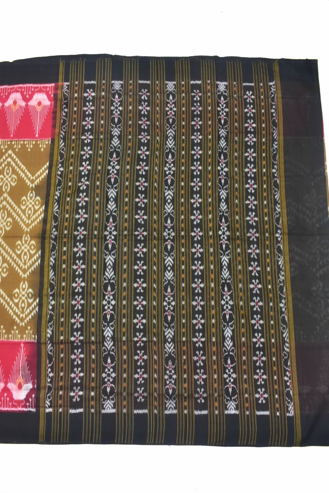 Sienna Colour Sambalpuri Handloom Cotton Bandha Saree - Image 2