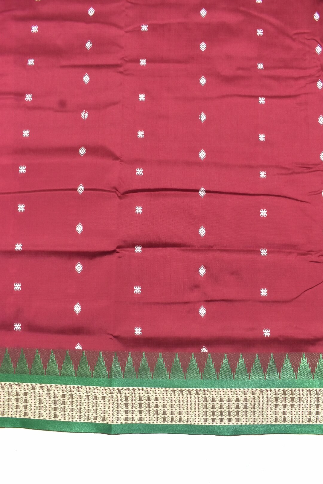 Maroon Colour Sambalpuri Design Powerloom Bomkai Silk Saree - Image 4