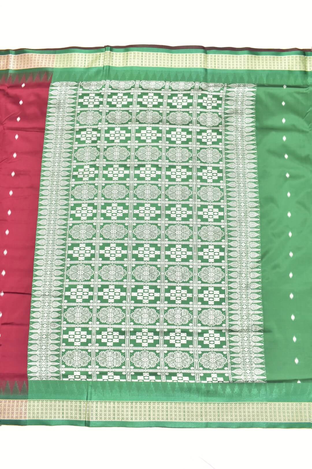 Maroon Colour Sambalpuri Design Powerloom Bomkai Silk Saree - Image 2