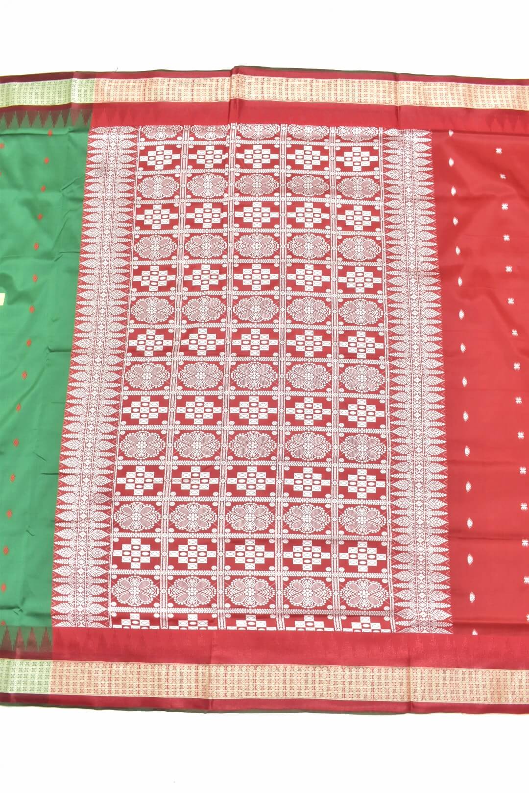 Green Colour Sambalpuri Design Powerloom Bomkai Silk Saree - Image 2