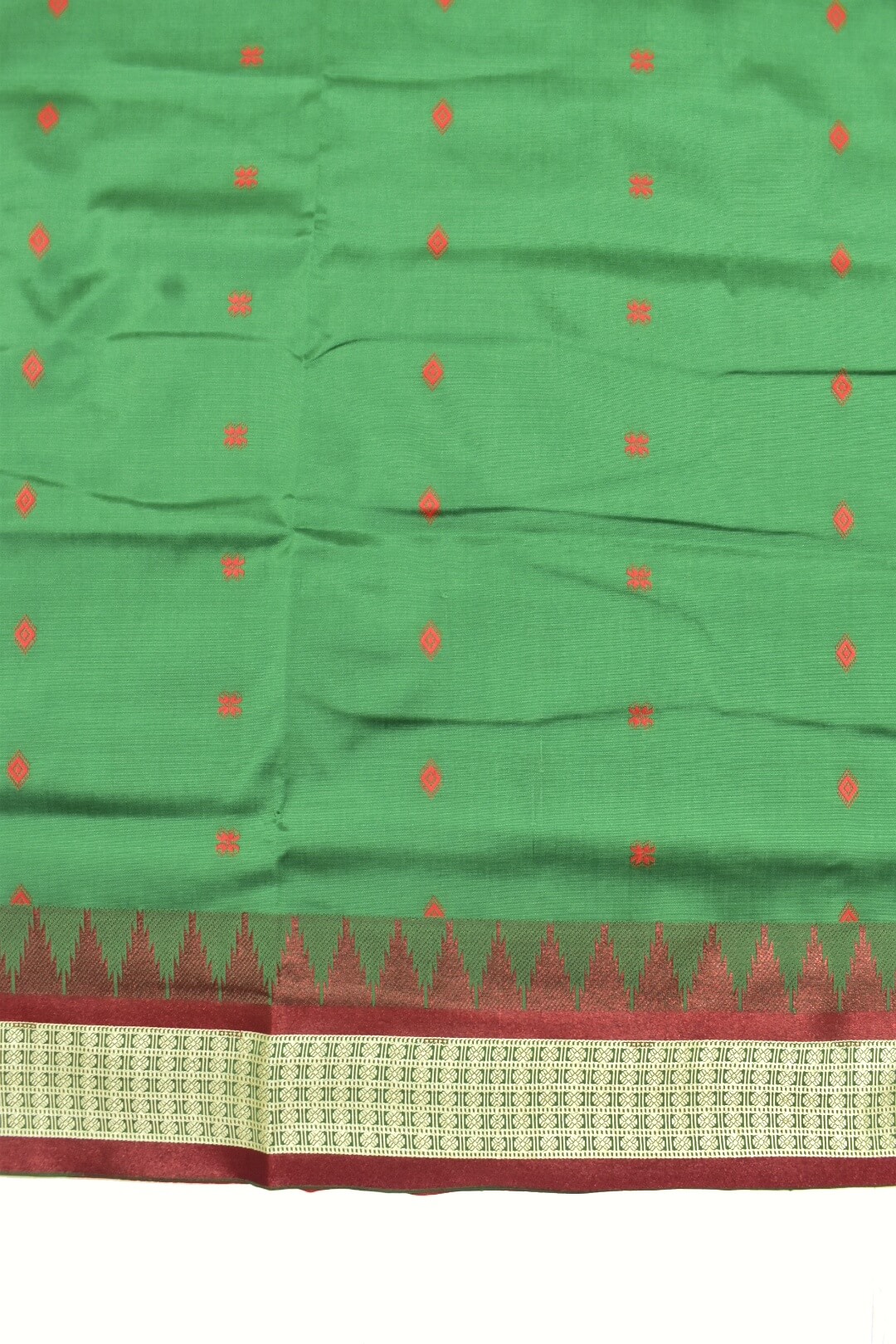 Green Colour Sambalpuri Design Powerloom Bomkai Silk Saree - Image 4
