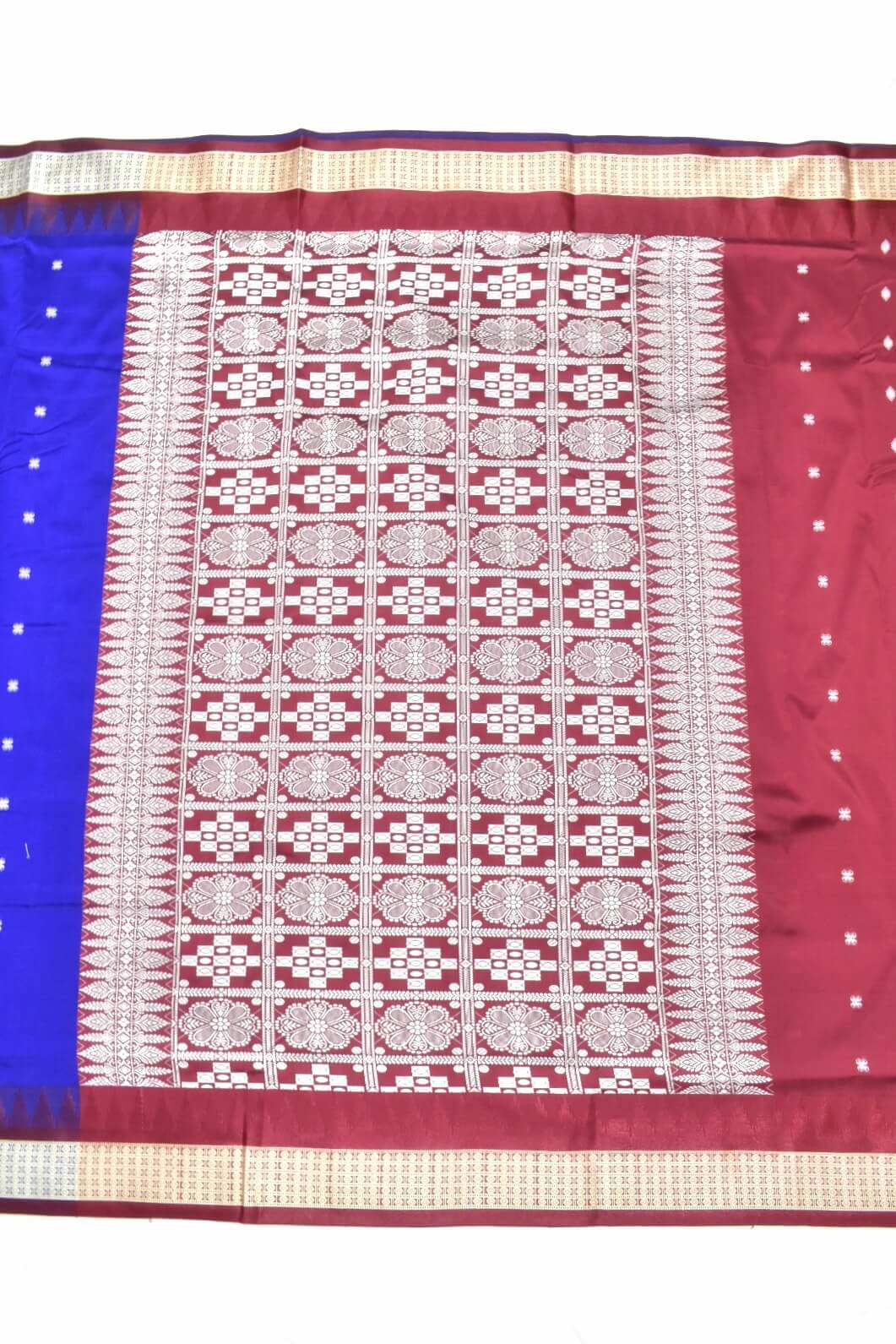 Blue Colour Sambalpuri Design Powerloom Bomkai Silk Saree - Image 2